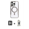 MARSİLYAN™- iPhone 15 Pro Max Kılıf Yadigar Klasik Özel Seri - Siyah Bilvis Hayalet Cam Ekran Koruyucu + PVD Metal Kamera Lens - SH