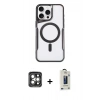 MARSİLYAN™- iPhone 15 Pro Max Kılıf Yadigar Klasik Özel Seri - Siyah Bilvis Hayalet Cam Ekran Koruyucu + PVD Metal Kamera Lens - GI