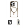 MARSİLYAN™- iPhone 15 Pro Max Kılıf Yadigar Klasik Özel Seri - Siyah Bilvis Hayalet Cam Ekran Koruyucu + PVD Metal Kamera Lens - SH