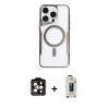 MARSİLYAN™- iPhone 15 Pro Max Kılıf Yadigar Klasik Özel Seri - Siyah Bilvis Hayalet Cam Ekran Koruyucu + PVD Metal Kamera Lens - TU