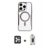 MARSİLYAN™- iPhone 15 Pro Max Kılıf Yadigar Klasik Özel Seri - Siyah Bilvis Hayalet Cam Ekran Koruyucu + PVD Metal Kamera Lens - GI