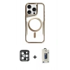 MARSİLYAN™- iPhone 15 Pro Max Kılıf Yadigar Klasik Özel Seri - Siyah Bilvis Hayalet Cam Ekran Koruyucu + PVD Metal Kamera Lens - LT