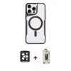 MARSİLYAN™- iPhone 15 Pro Max Kılıf Yadigar Klasik Özel Seri - Siyah Bilvis Hayalet Cam Ekran Koruyucu + PVD Metal Kamera Lens - SH
