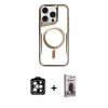 MARSİLYAN™- iPhone 15 Pro Max Kılıf Yadigar Klasik Özel Seri - Siyah Bilvis Hayalet Cam Ekran Koruyucu + PVD Metal Kamera Lens - TU