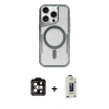 MARSİLYAN™- iPhone 15 Pro Max Kılıf Yadigar Klasik Özel Seri - Siyah Bilvis Hayalet Cam Ekran Koruyucu + PVD Metal Kamera Lens - TU