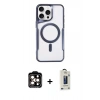 MARSİLYAN™- iPhone 15 Pro Max Kılıf Yadigar Klasik Özel Seri - Siyah Bilvis Hayalet Cam Ekran Koruyucu + PVD Metal Kamera Lens - TU