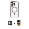 MARSİLYAN™- iPhone 15 Pro Max Kılıf Yadigar Klasik Özel Seri - Siyah Buffer Cam Ekran Koruyucu + PVD Metal Kamera Lens - GI