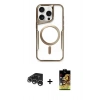 MARSİLYAN™- iPhone 15 Pro Max Kılıf Yadigar Klasik Özel Seri - Siyah Buffer Cam Ekran Koruyucu + Raze Metal Kamera Lens - GS