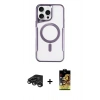 MARSİLYAN™- iPhone 15 Pro Max Kılıf Yadigar Klasik Özel Seri - Siyah Buffer Cam Ekran Koruyucu + Titanyum Gri Raze Metal Kamera Lens