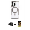 MARSİLYAN™- iPhone 15 Pro Max Kılıf Yadigar Klasik Özel Seri - Siyah Buffer Cam Ekran Koruyucu + Titanyum Gri Raze Metal Kamera Lens