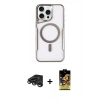 MARSİLYAN™- iPhone 15 Pro Max Kılıf Yadigar Klasik Özel Seri - Siyah Buffer Cam Ekran Koruyucu + Titanyum Gri Raze Metal Kamera Lens