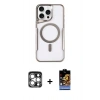 MARSİLYAN™- iPhone 15 Pro Max Kılıf Yadigar Klasik Özel Seri - Siyah Buffer Hayalet Cam Ekran Koruyucu + PVD Metal Kamera Lens - GS