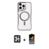 MARSİLYAN™- iPhone 15 Pro Max Kılıf Yadigar Klasik Özel Seri - Siyah Buffer Hayalet Cam Ekran Koruyucu + PVD Metal Kamera Lens - GI
