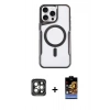 MARSİLYAN™- iPhone 15 Pro Max Kılıf Yadigar Klasik Özel Seri - Siyah Buffer Hayalet Cam Ekran Koruyucu + PVD Metal Kamera Lens - GI