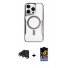 MARSİLYAN™- iPhone 15 Pro Max Kılıf Yadigar Klasik Özel Seri - Siyah Buffer Hayalet Cam Ekran Koruyucu + Raze Metal Kamera Lens - LT