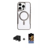 MARSİLYAN™- iPhone 15 Pro Max Kılıf Yadigar Klasik Özel Seri - Siyah Buffer Hayalet Cam Ekran Koruyucu + Raze Metal Kamera Lens - SH