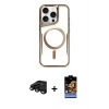 MARSİLYAN™- iPhone 15 Pro Max Kılıf Yadigar Klasik Özel Seri - Siyah Buffer Hayalet Cam Ekran Koruyucu + Raze Metal Kamera Lens - SH