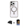 MARSİLYAN™- iPhone 15 Pro Max Kılıf Yadigar Klasik Özel Seri - Siyah Buffer Hayalet Cam Ekran Koruyucu + Raze Metal Kamera Lens - SH
