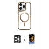 MARSİLYAN™- iPhone 15 Pro Max Kılıf Yadigar Klasik Özel Seri - Siyah Buffer Hayalet Cam Ekran Koruyucu + PVD Metal Kamera Lens - SH