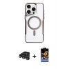 MARSİLYAN™- iPhone 15 Pro Max Kılıf Yadigar Klasik Özel Seri - Siyah Buffer Hayalet Cam Ekran Koruyucu + Raze Metal Kamera Lens - TMGI