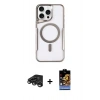 MARSİLYAN™- iPhone 15 Pro Max Kılıf Yadigar Klasik Özel Seri - Siyah Buffer Hayalet Cam Ekran Koruyucu + Raze Metal Kamera Lens - TMGI