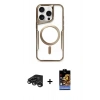 MARSİLYAN™- iPhone 15 Pro Max Kılıf Yadigar Klasik Özel Seri - Siyah Buffer Hayalet Cam Ekran Koruyucu + Raze Metal Kamera Lens - TMGI