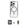 MARSİLYAN™- iPhone 15 Pro Max Kılıf Yadigar Klasik Özel Seri - Siyah Joko Magic 5D Hayalet Cam + PVD Metal Kamera Lens - SH
