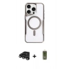 MARSİLYAN™- iPhone 15 Pro Max Kılıf Yadigar Klasik Özel Seri - Siyah Joko Magic 5D Hayalet Cam + Titanyum Gri Raze Metal Kamera Lens