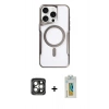 MARSİLYAN™- iPhone 15 Pro Max Kılıf Yadigar Klasik Özel Seri - Siyah Polymer Nano Ekran Koruyucu + PVD Metal Kamera Lens - GI