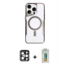 MARSİLYAN™- iPhone 15 Pro Max Kılıf Yadigar Klasik Özel Seri - Siyah Polymer Nano Ekran Koruyucu + PVD Metal Kamera Lens - LT