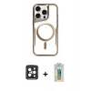 MARSİLYAN™- iPhone 15 Pro Max Kılıf Yadigar Klasik Özel Seri - Siyah Polymer Nano Ekran Koruyucu + PVD Metal Kamera Lens - SH