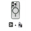 MARSİLYAN™- iPhone 15 Pro Max Kılıf Yadigar Klasik Özel Seri - Siyah Vanessa Magic Hayalet Cam + PVD Metal Kamera Lens - GI