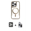 MARSİLYAN™- iPhone 15 Pro Max Kılıf Yadigar Klasik Özel Seri - Siyah Vanessa Magic Hayalet Cam + PVD Metal Kamera Lens - GI