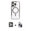 MARSİLYAN™- iPhone 15 Pro Max Kılıf Yadigar Klasik Özel Seri - Siyah Vanessa Magic Hayalet Cam + PVD Metal Kamera Lens - GI