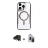 MARSİLYAN™- iPhone 15 Pro Max Kılıf Yadigar Klasik Özel Seri - Siyah Vanessa Magic Hayalet Cam + Raze Metal Kamera Lens - GS