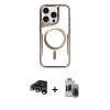 MARSİLYAN™- iPhone 15 Pro Max Kılıf Yadigar Klasik Özel Seri - Siyah Vanessa Magic Hayalet Cam + Raze Metal Kamera Lens - GS