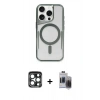 MARSİLYAN™- iPhone 15 Pro Max Kılıf Yadigar Klasik Özel Seri - Siyah Vanessa Magic Hayalet Cam + PVD Metal Kamera Lens - LT