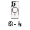 MARSİLYAN™- iPhone 15 Pro Max Kılıf Yadigar Klasik Özel Seri - Siyah Vanessa Magic Hayalet Cam + PVD Metal Kamera Lens - LT