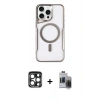 MARSİLYAN™- iPhone 15 Pro Max Kılıf Yadigar Klasik Özel Seri - Siyah Vanessa Magic Hayalet Cam + PVD Metal Kamera Lens - LT