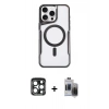MARSİLYAN™- iPhone 15 Pro Max Kılıf Yadigar Klasik Özel Seri - Siyah Vanessa Magic Hayalet Cam + PVD Metal Kamera Lens - LT