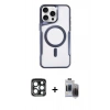 MARSİLYAN™- iPhone 15 Pro Max Kılıf Yadigar Klasik Özel Seri - Siyah Vanessa Magic Hayalet Cam + PVD Metal Kamera Lens - LT
