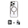 MARSİLYAN™- iPhone 15 Pro Max Kılıf Yadigar Klasik Özel Seri - Siyah Vanessa Magic Hayalet Cam + PVD Metal Kamera Lens - SH