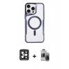 MARSİLYAN™- iPhone 15 Pro Max Kılıf Yadigar Klasik Özel Seri - Siyah Vanessa Magic Hayalet Cam + PVD Metal Kamera Lens - SH