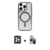 MARSİLYAN™- iPhone 15 Pro Max Kılıf Yadigar Klasik Özel Seri - Siyah Vanessa Magic Hayalet Cam + PVD Metal Kamera Lens - SH