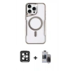 MARSİLYAN™- iPhone 15 Pro Max Kılıf Yadigar Klasik Özel Seri - Siyah Vanessa Magic Hayalet Cam + PVD Metal Kamera Lens - SH