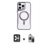 MARSİLYAN™- iPhone 15 Pro Max Kılıf Yadigar Klasik Özel Seri - Siyah Vanessa Magic Hayalet Cam + PVD Metal Kamera Lens - SH