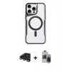 MARSİLYAN™- iPhone 15 Pro Max Kılıf Yadigar Klasik Özel Seri - Siyah Vanessa Magic Hayalet Cam + Raze Metal Kamera Lens - TMGI