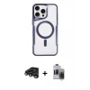 MARSİLYAN™- iPhone 15 Pro Max Kılıf Yadigar Klasik Özel Seri - Siyah Vanessa Magic Hayalet Cam + Raze Metal Kamera Lens - TMGI