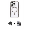 MARSİLYAN™- iPhone 15 Pro Max Kılıf Yadigar Klasik Özel Seri - Siyah Vanessa Magic Hayalet Cam + Raze Metal Kamera Lens - TMGI