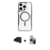 MARSİLYAN™- iPhone 15 Pro Max Kılıf Yadigar Klasik Özel Seri - Siyah Vanessa Magic Hayalet Cam + Raze Metal Kamera Lens - SH